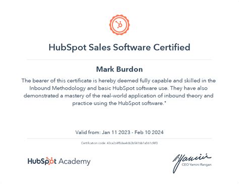 hubspot sales software certification.